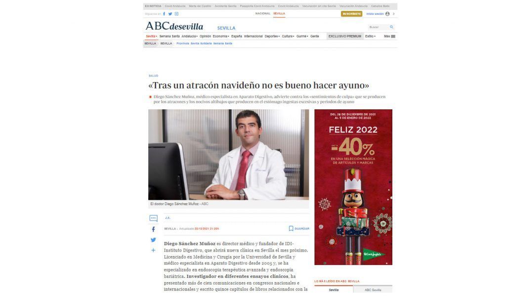 Entrevista al Dr. Sánchez Muñoz en el ABC de Sevilla 24/12/2021