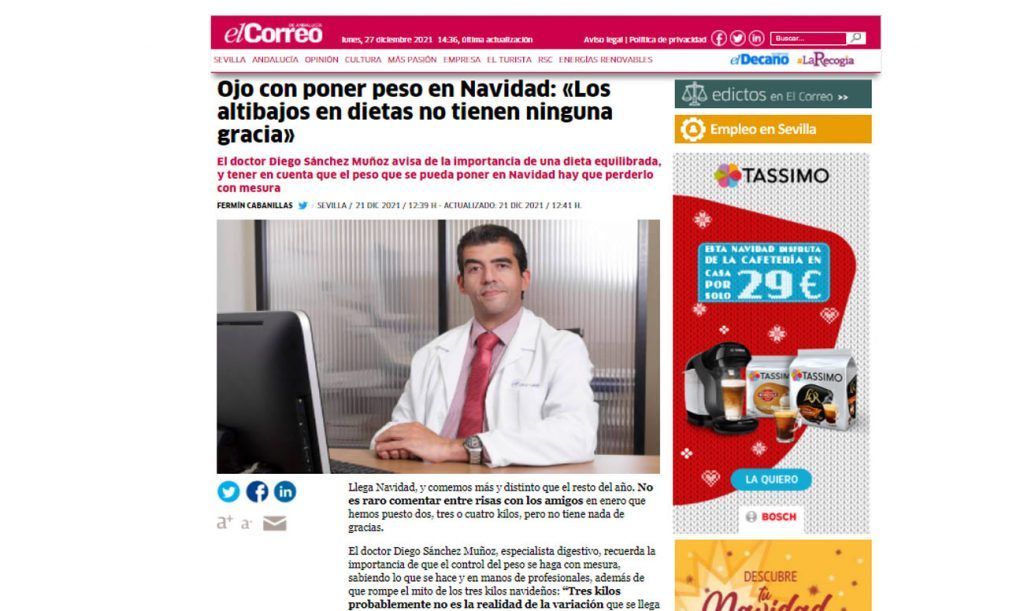 Entrevista al Dr. Sánchez Muñoz en elcorreo de Andalucía 21/12/2021