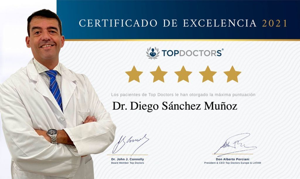 El Dr. Diego Sánchez Muñoz obtiene el Certificado de Excelencia de top doctors